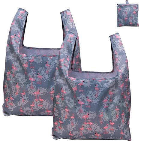 Sac Réutilisable - Sac à Courses Pliable Grand Volume avec Poche Intégrée - Polyester Ripstop Imperméable - Lavable en Machine - Lot de 2 (1/5)