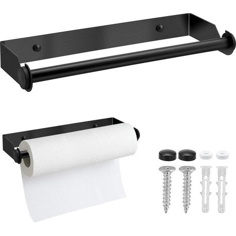 28CM Porte Sopalin en Acier Inoxydable, Porte Essuie-Tout Mural, Support Sopalin Support Essuie-Tout, Dérouleur Essuie-Tout Distributeur Sopalin - Noir (1/5)