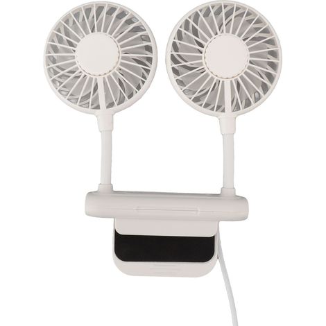 Weißer Tischventilator mit Verstellclip, 3 Geschwindigkeitsstufen, 360° drehbar, USB-Anschluss, zur Kühlung von Büromonitoren (1/5)