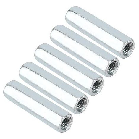 SHINING HOUSE M6 Connecteur de Tige Filetée, 5 Pcs M6 40 écrou de Tige Longue Manchon Hexagonal écrou de Couplage en Acier au Carbone Fixations Filetées pour Boulons Goujons Vis (1/5)
