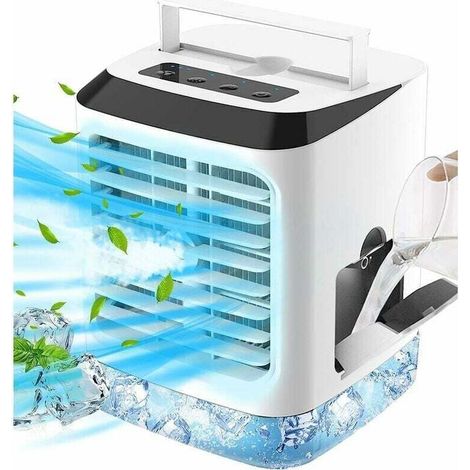 Aire acondicionado portátil silencioso KZQ 4 en 1, ventilador de refrigeración por agua, humidificador, 3 velocidades, 7 colores LED. (1/4)