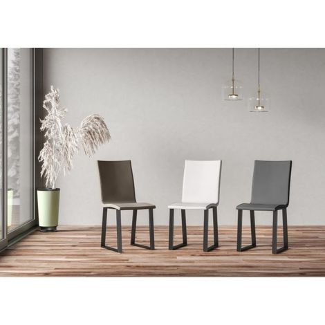 Sedia cucina in similpelle bianco con gambe a slitta in (1/5)