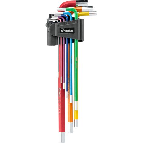 Innensechskantschlüssel-Set 1,5–10 mm 9-teilig extra lang S2-Stahl farbcodiert