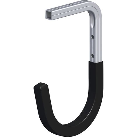 alfer Wandhaken Typ 8 gummiert 11 x 16,5 x 9 cm Alumium blank schwarz Haken (1/2)