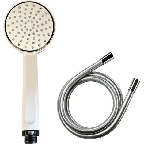 Mira Showers Beat Shower Single Spray Shower Head 90mm White + 1.25m Chrome Hose (1/5)