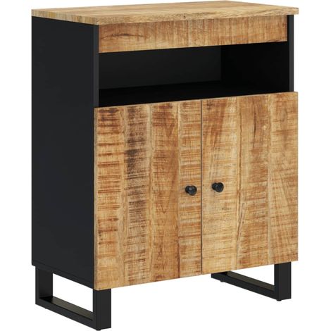 Buffet bahut commode armoire meuble de rangement organisateur cuisine salle de séjour salon avec 2 portes 60 x 33 x 75 cm bois massif de manguier marron (1/5)