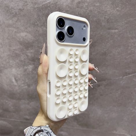 (iPhone 17 Pro Max, Blanc crème) Coque de téléphone ronde en silicone avec ventouse antichoc pour iPhone (1/5)