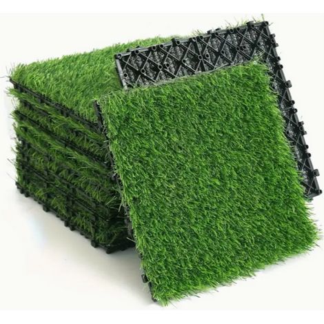 36 Pack Interlocking Artificial Grass Tiles, 12"X12" Artificial Lawn Deck Flooring For Patio, Balcony, Backyard, Green Turf Carpet For Outdoor & Indoor Use (1/5)