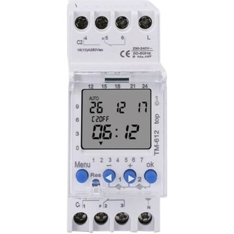 TM612 220 VCA 16 A 6 broches 2 NO 2 NC 2 canaux Grand écran LCD Horloge programmable 24 h avec deux sorties relais Minuterie 2 NO (TM612 12 V) (1/3)