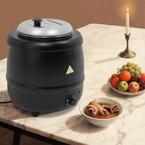10 Litres Electric Soup Kettle, Electric Heating Pot with Lid, Removable Stainless Steel Interior, Adjustable 35-80°C, for Home Meetings, Parties, Restaurants and Cafeterias (1/5)
