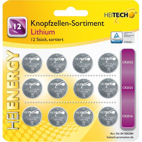 Heitech Lithium Knopfzellen-Sortiment 12 tlg.
