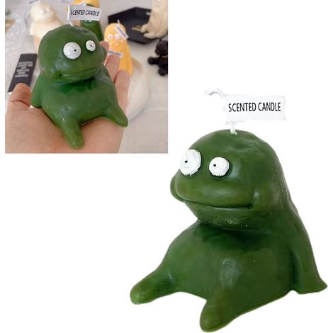 Bougie en forme d'homme en argile, bougie parfumée de dessin animé, bougie souvenir drôle, moche et mignonne, grosse verte (1/5)