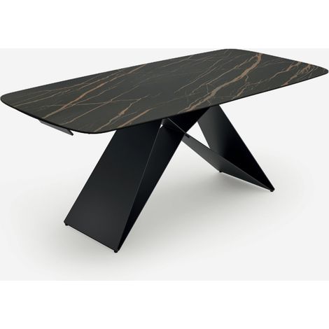 Tavolo allungabile in ceramica e metallo 200/280x100 Cruise - Effetto marmo nero (1/5)