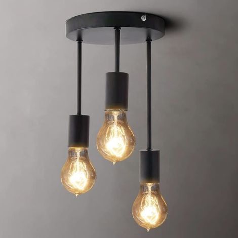 Plafonnier rétro, 5 douilles pour ampoules 60W max, Lampe Suspension Industrielle Métal Luminaire Antique Pendante (1/3)