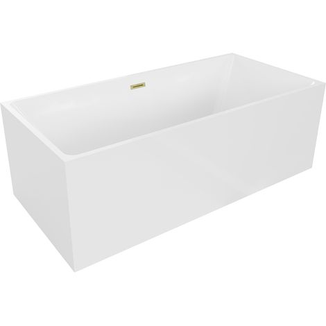 Mexen Nita freistehende Badewanne 170 x 80 cm, weiß, mit gebürstetem Goldüberlauf - 52091708000-55 (1/5)