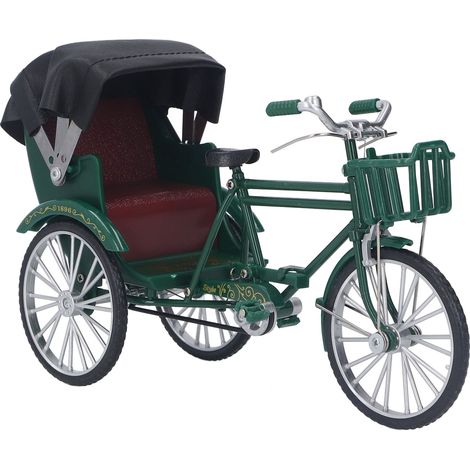 Cyclopousse Rétro Vintage Design Décoratif Alliage 3 Roues Miniature Objet de Décoration Bureau Vert (1/5)