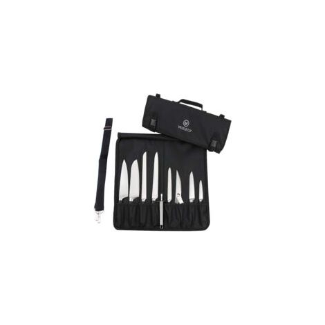 Étui à couteaux de chef enroulable, sac de rangement étanche pour couteaux, 8 compartiments, coloris noir (1/5)