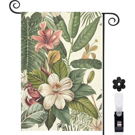 Drapeau de jardin Joyeuses saisons en toile de jute 30 x 45 cm double face décoration extérieure (1/5)