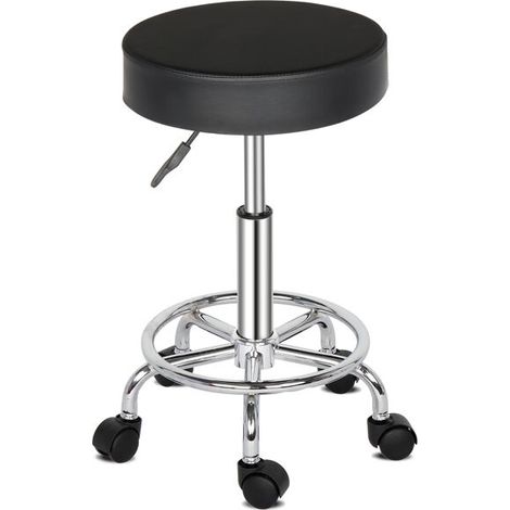 royaluxe -Chaise coiffante coton épaisseur 8cm, roulettes nylon 150kg, noir (1/5)