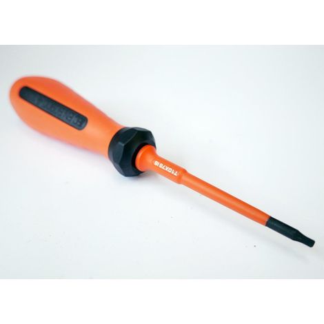 Tournevis Torx T10 3x75mm isolé 1000V orange / noir lame décolletée chromé manche bi-matière vis creuses DERANCOURT