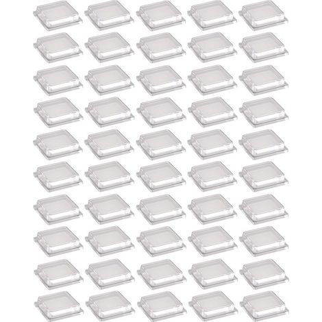 Lot de 50 amortisseurs de butée en silicone transparent 10x10mm – Autocollants pour meubles, portes, placards – Résistants au vieillissement (1/5)