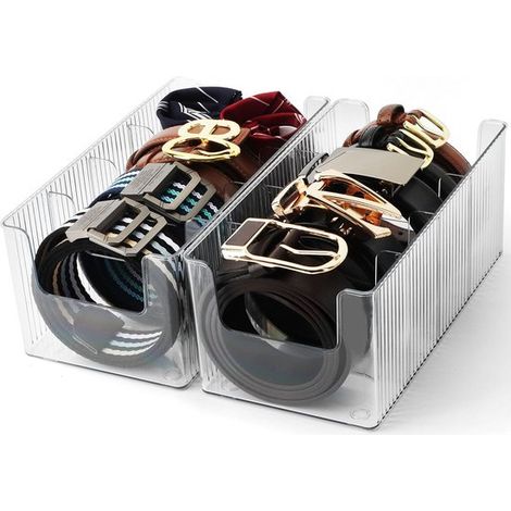 Bolsas organizadoras para cinturones，2 piezas，4 compartimentos ajustables，espacio de almacenamiento transparente (1/5)