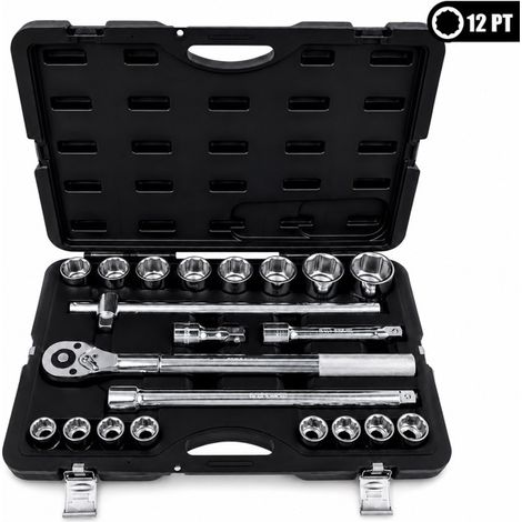 Set Bussole 21 Pezzi 3/4 12 Punte Professionale, Chiavi a Bussola in Acciaio (1/5)