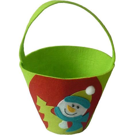 Pochette cadeau portable pour bonbons de Noël, motif bonhomme de neige, sac fourre-tout créatif en tissu en forme de tonneau, fournitures de Noël (1/2)
