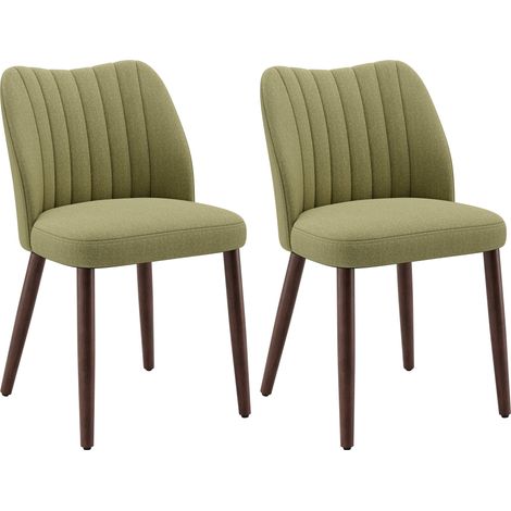 2er-Set gepolsterte Esszimmerstühle aus Stoff, dickes Sitzkissen, Antirutschgleiter, moderne Küchenstühle im eleganten Design, Grün (1/5)