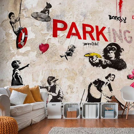 Papier peint collage de graffitis [banksy] - 150 x 105 cm (1/4)