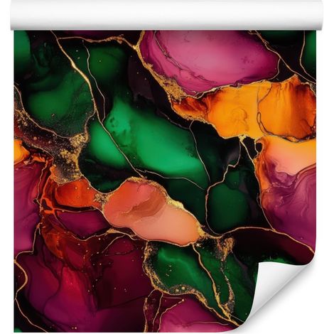 Papel pintado en verde botella y tinta negra para salón y dormitorio, 50x1000 cm. (1/5)