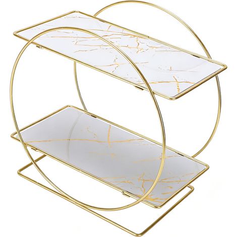 Badezimmer-Ablage aus Eisen, Mehrzweck-2-stöckiges Ablageregal für Kosmetik, Hautpflegeprodukte und Toilettenartikel, Weiß (1/5)