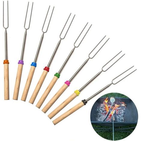 Tenedor para barbacoa Horquillas para asar largas y retráctiles Accesorios para barbacoa (1/5)