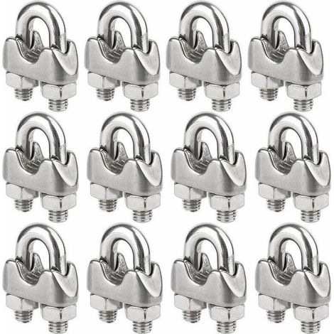 Lot de 12 Serre-câbles étrie en Acier Inoxydable pour Câble Métallique de 4mm Diamètre(M4) (1/4)