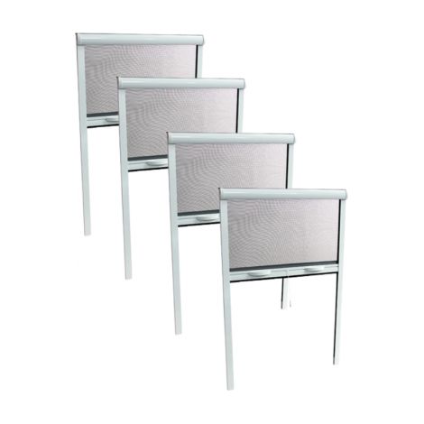 Volet Moustiquaire – Pack de 4 moustiquaires enroulables aluminium 170 cm x 160 cm – Toile en fibre de verre – Protection efficace contre les insectes