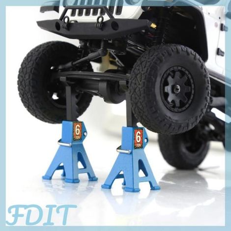 support de cric à échelle Mini support de cric réglable en alliage d'aluminium, ensemble de 4 pièces, 1/24 jeux piece Bleu (1/4)