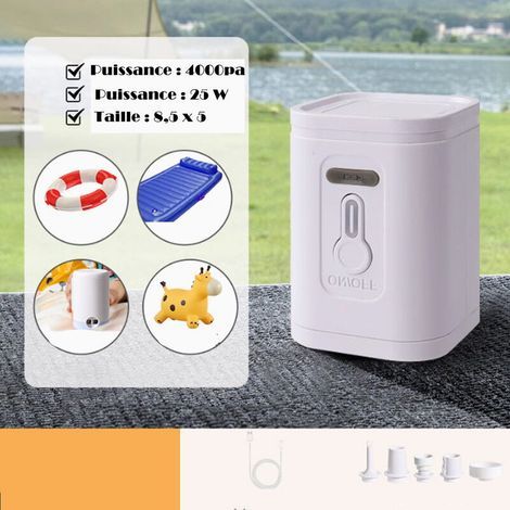 Pompe à air portable pour gonflables/dégonflables, batterie 25w avec chargement, pompe à matelas pneumatique pour anneau de natation, sacs sous vide (1/4)