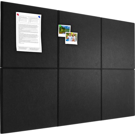 Lot de 6 tableaux d'affichage en liège - 90 x 60 cm - Pour maison, bureau, cuisine, photos, mémos - Amovibles - Avec 20 punaises - Noir (1/5)