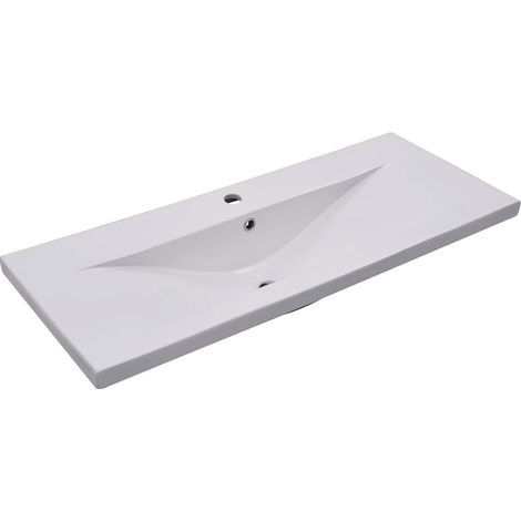 Lavabo encastré Vasque à poser Luxueux, Bac à laver, 101 x 39,5 x 18,5 cm Céramique Blanc OIB4146E (1/5)