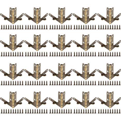 Charnières à ressort 90° en bronze – Lot de 20 pièces pour boîtes à bijoux, coffrets vin et montres, fixation facile sur bois (1/5)