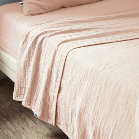 OUREA - Drap Plat 240x300cm Gaze de Coton Guimauve (1/2)