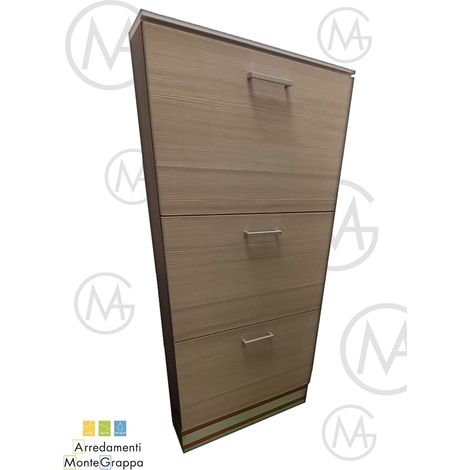 Scarpiera lavella dipiù larice naturale 70x22x145 - 3 ante a ribalta