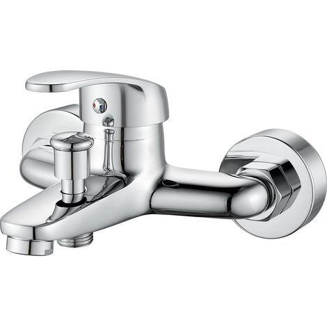 Single Lever Bath Shower Mixer Tap, Wall Mounted Bathtub Faucet, Shower Mixer Tap Bathtub, 1/2" Threaded Connection, Chrome (1/5)