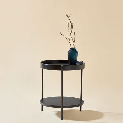Mesas centro nido redondas de madera y MDF negras OKMYHOME (1/5)