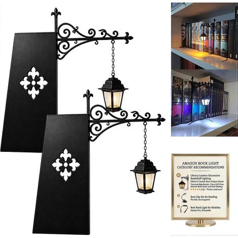 Lanterne de bibliothèque - Éclairage décoratif pour étagère, lampe de chevet LED vintage à lumière chaude pour étagère en bois, petite lampe de table de nuit (1/5)