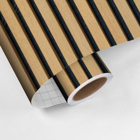 Sticker crédence adhésive - PANNEAU DE BOIS ET NOIR - 60x100cm (1/5)