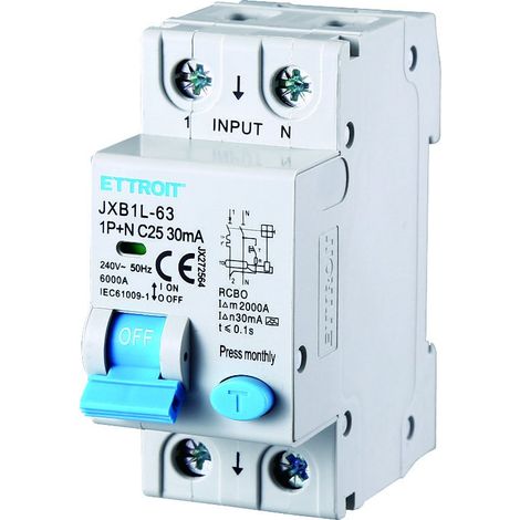 ETTROIT Interruttore Magnetotermico Differenziale 1P+N 25A 30mA 220V 6KA CLASSE A - JX272564 (1/3)