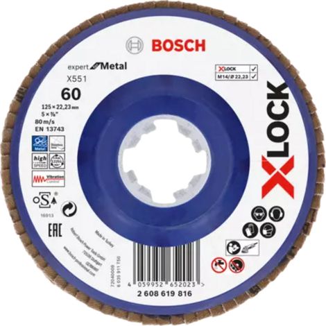 Bosch Accessories 2608619816 X551 Fächerschleifscheibe Durchmesser 125 mm Bohrungs-Ø 22.23 mm Körnun (1/4)