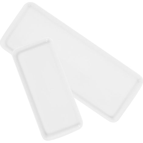 Lot de 2 Plateaux de Rangement en Céramique Blanc pour Salle de Bain, Dimensions 25 Cm et 15 Cm, Organisateur pour Articles de Toilette, Cosmétiques et Bijoux, Plateau Décoratif'-'-