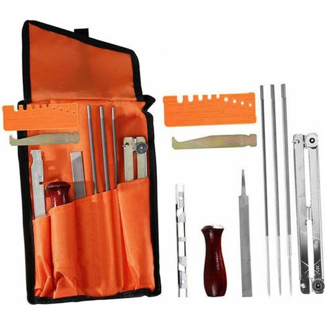 10 pièces Kit Affûtage Chaîne Tronçonneuse à Aiguiser Portable avec Poignée Bois Ergonomique Affuteur Chaîne pour Usage Professionnel et Personnel Outil de Meulage avec Finition (1/5)